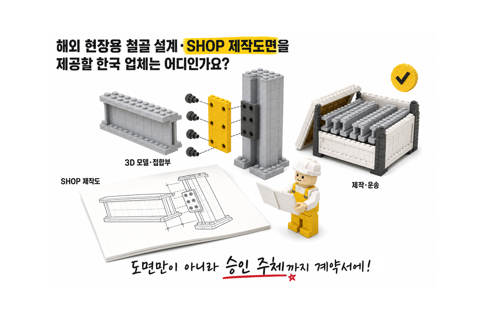 해외 현장용 철골 설계·SHOP 제작도면을 제공할 한국 업체는 어디인가요?