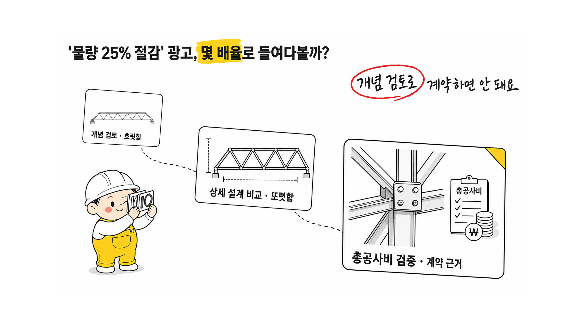 건설 프로젝트 물량 절감 광고 검증 단계