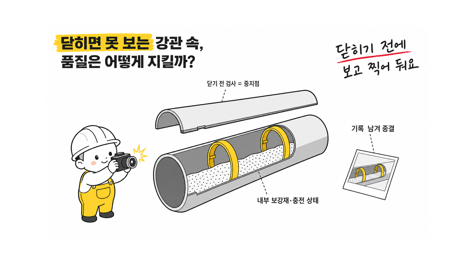 SMART-FRAME의 강관 가공, 보강재 설치, 무수축 모르타르 충전, 양생, 용접, 도장 과정은 어떻게 품질관리해?