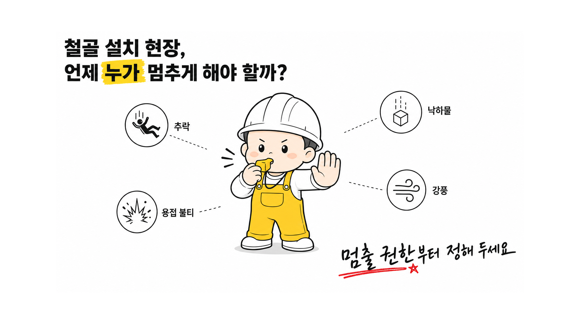 철골 설치 현장 안전 수칙: 작업 중지 권한